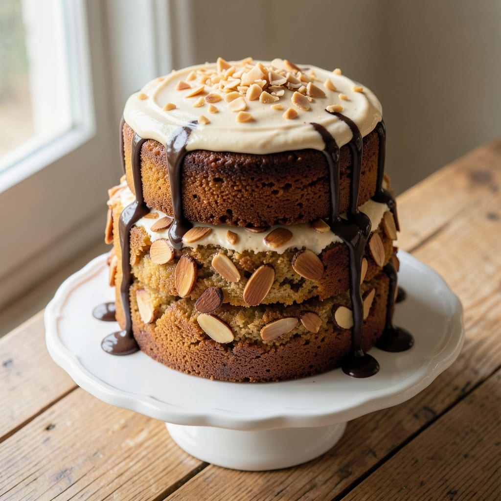 Almond Crunch Cake Recipe: Triple-Layered Texture With Toasted Almond Crown