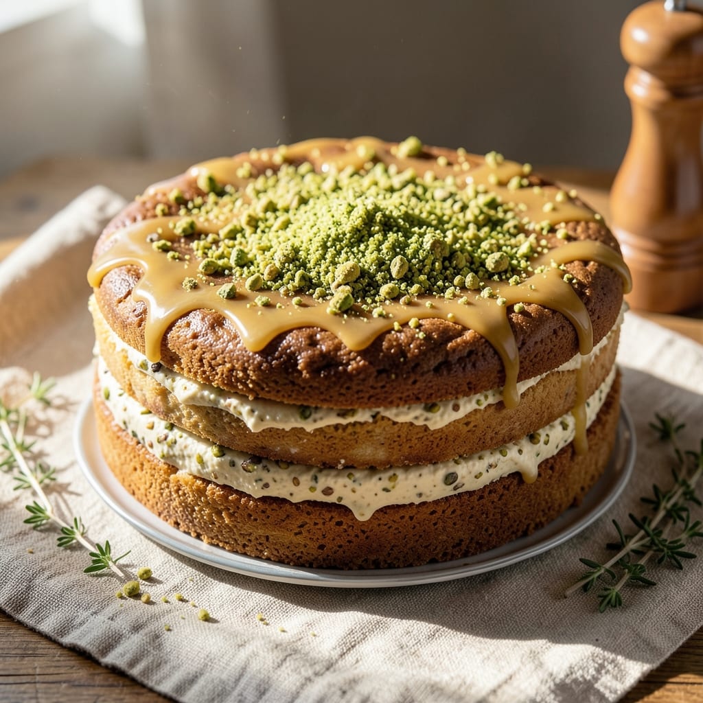 Almond Cake With Cardamom And Pistachio Recipe: Fragrant Spice and Nutty Crunch Fusion