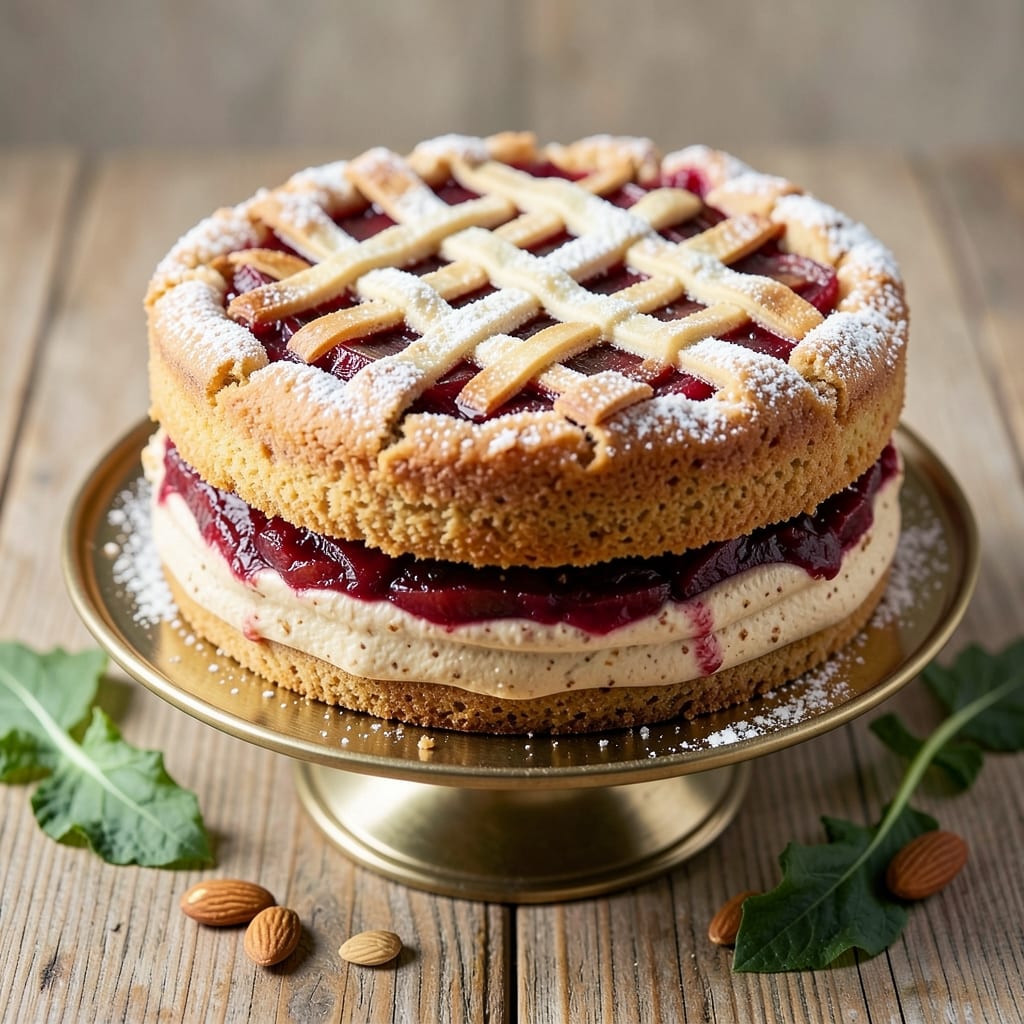 Almond Rhubarb Cake Delight Recipe: Tart-Sweet Balance with Buttery Streusel Crown
