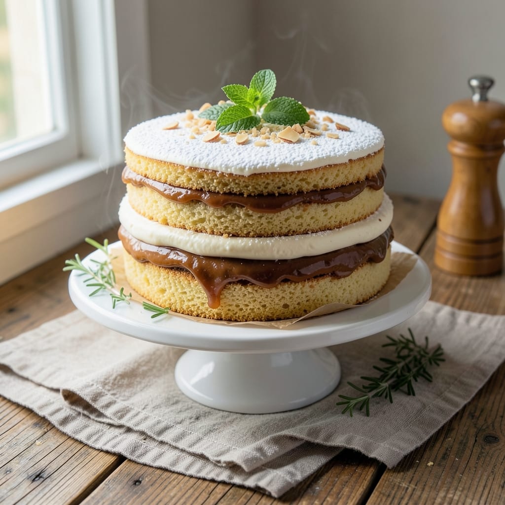 Alfajor Cake Recipe: Vanilla-Almond Layers with Crispy Top Magic
