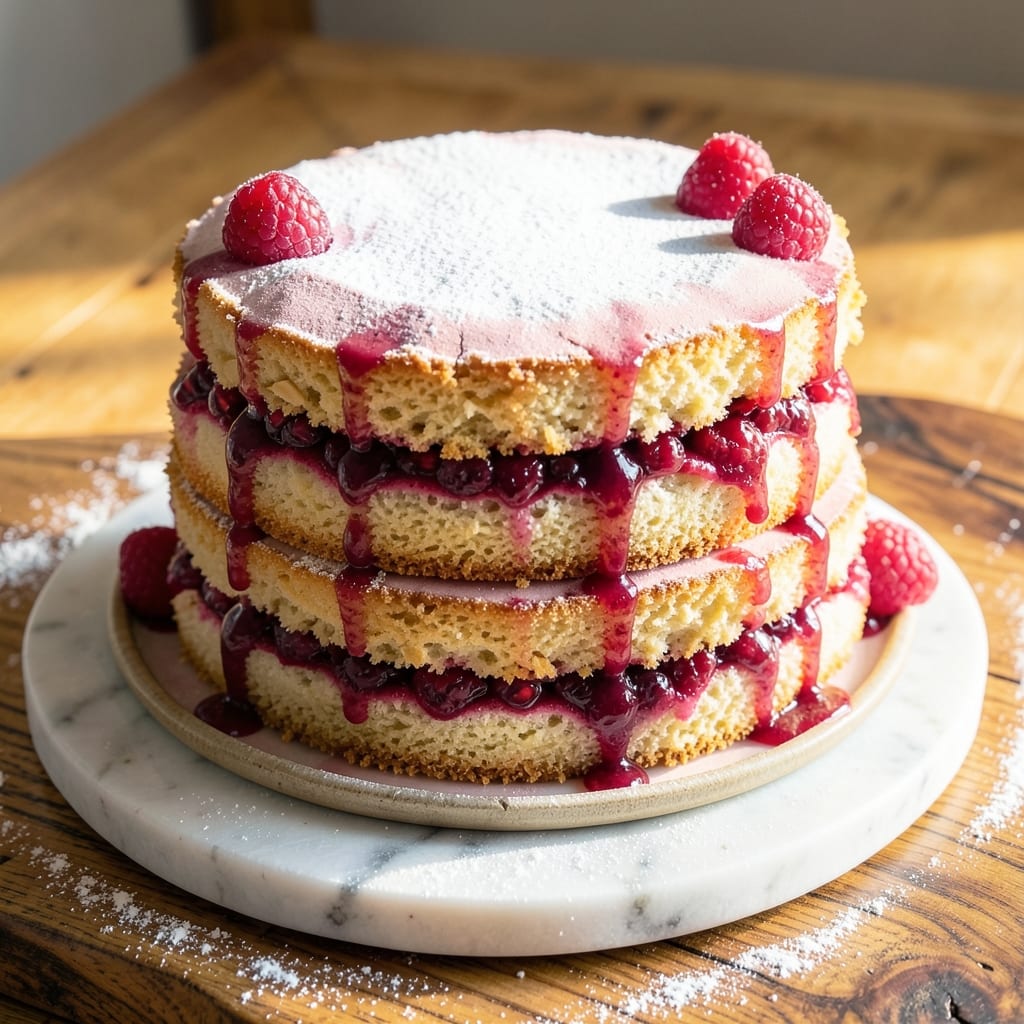 Almond Cake with Raspberry Filling Recipe: Nutty Crunch Meets Tart Berry Bliss