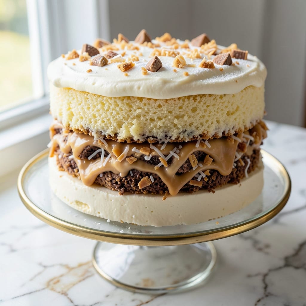 Almond Joy Cake Filling Recipe: Toasted Coconut-Covered Vanilla Swirl Magic