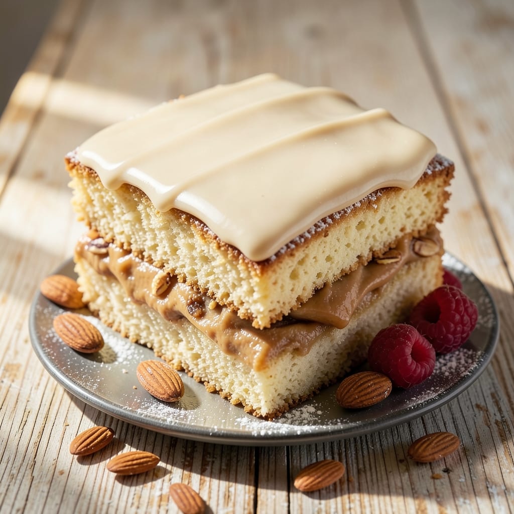 Almond Bakewell Cake Recipe: Toasted Almond Crunch Meets Vanilla Fudge Layers