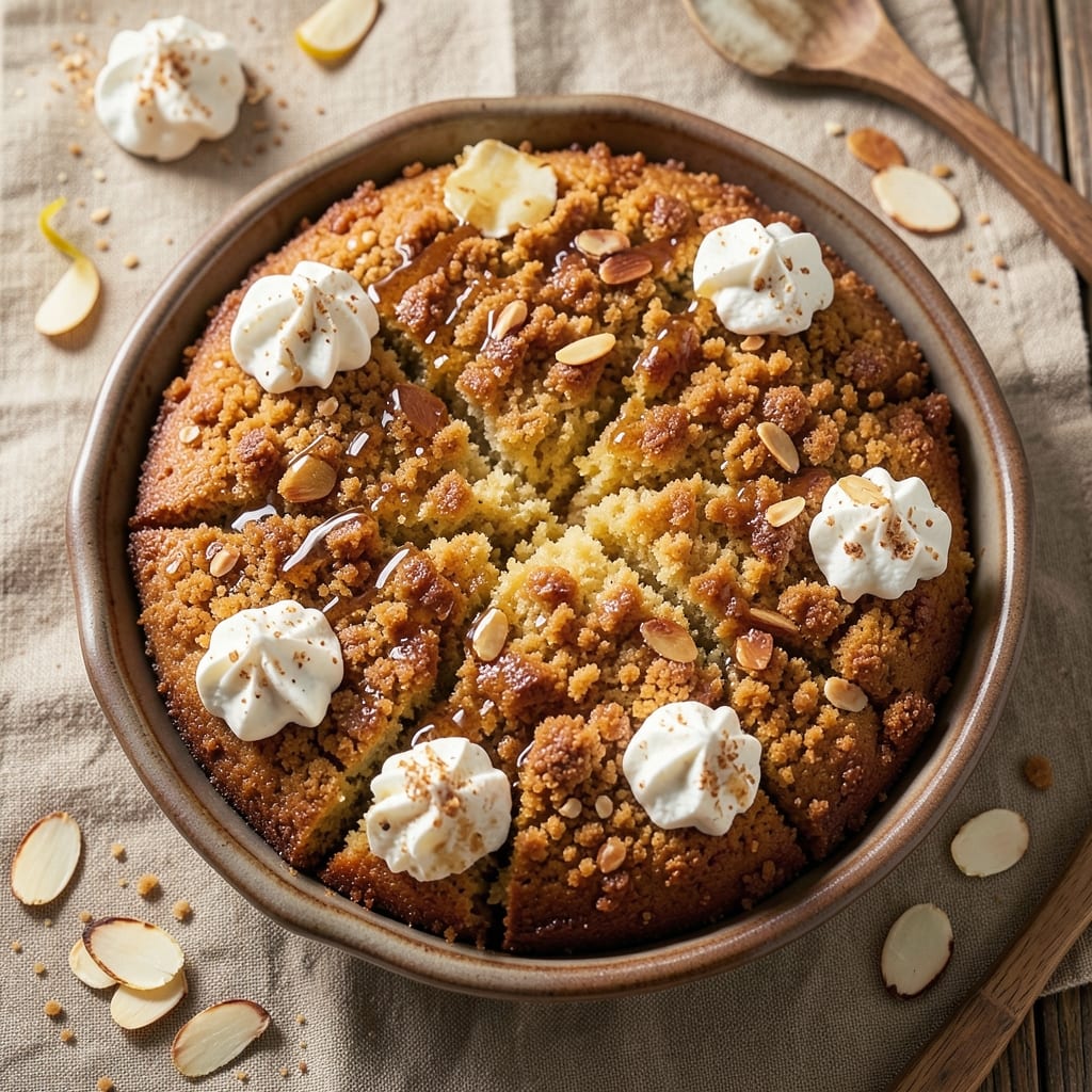 Almond Crumb Cake Recipe: Toasted Nut Crown Over Vanilla Swirl