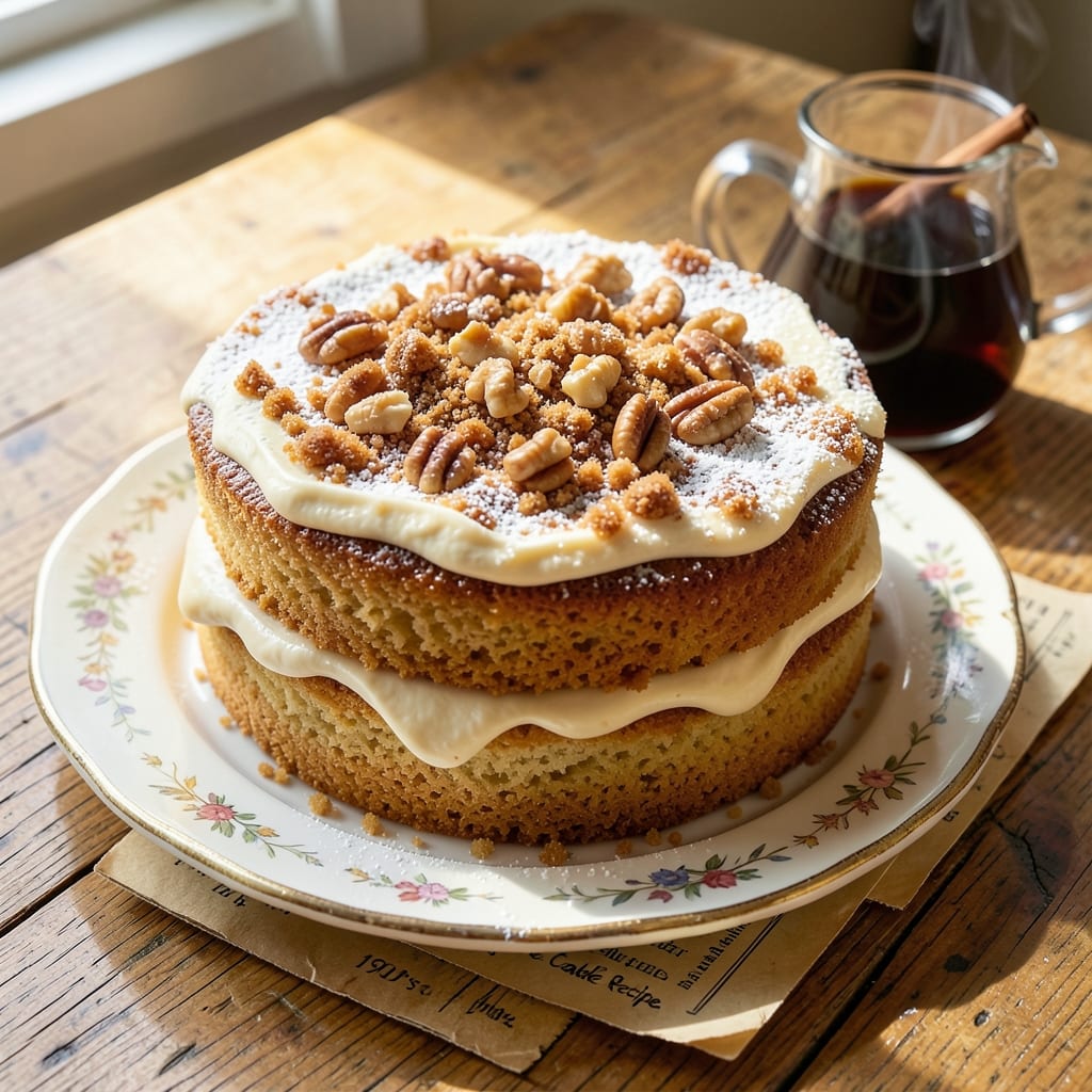 1950s Coffee Cake Recipe: Buttery Streusel and Vanilla Swirl Nostalgia